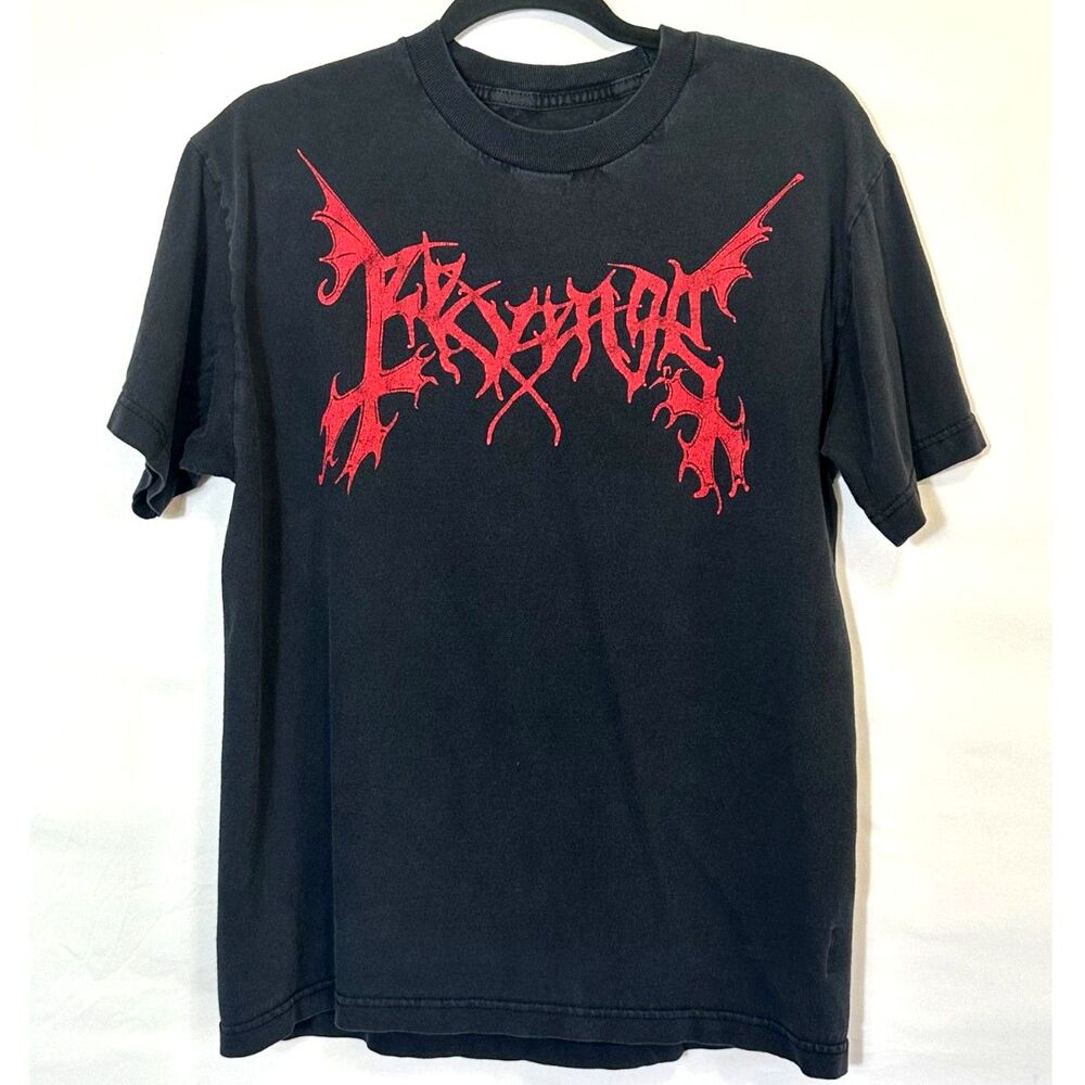 Revenge 2017 Mayhem Metal Logo T-Shirt Distressed Black/Red Size M